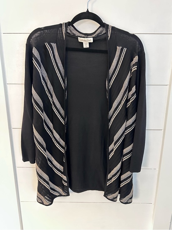 Sweaters - COLDWATER CREEK XL Black Gold open stretch comfort coastal effortless cardigan